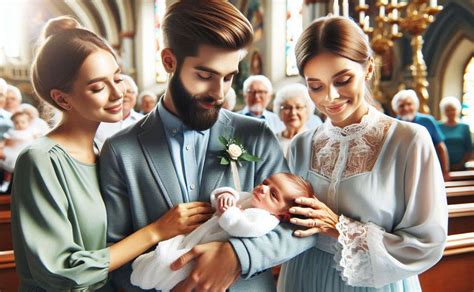 Genitori e padrini con bambino al battesimo
