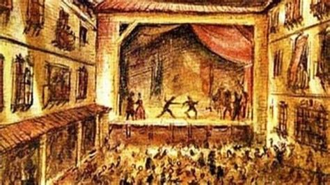 Illustrazione d'epoca raffigurante un teatro del XVI secolo