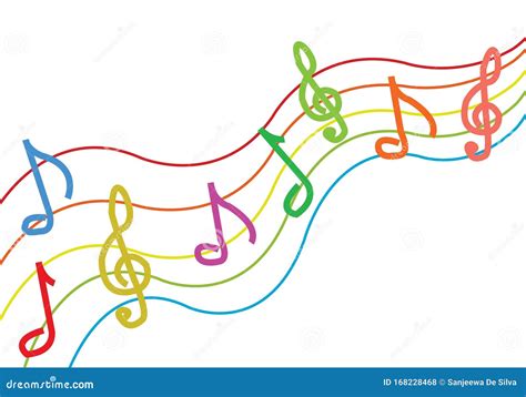 Partitura musicale stilizzata con note colorate