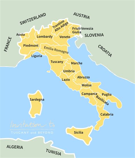 Map of Italy with fashion districts highlighted