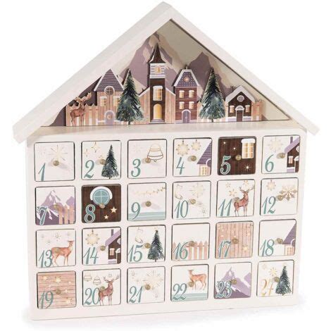 Calendario dell'Avvento a forma di casetta in legno con cassettini