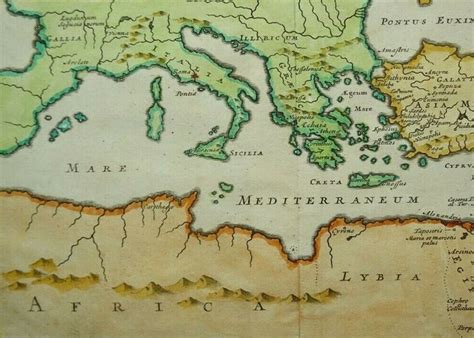 Mappa del bacino del Mediterraneo antica con le rotte culturali