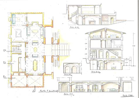 Pianta e sezione di una villa di Carlo Scarpa