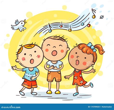 illustrazione colorata di bambini che cantano e giocano in cerchio