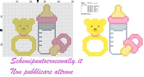 Schema punto croce paperella con ciuccio