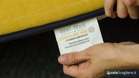 Materasso con etichetta OEKO-TEX e icone anallergiche