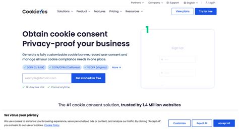 Schermata di consenso cookie su un sito web di e-commerce