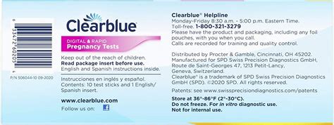 Clearblue test packaging warnings