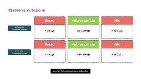 tabella riassuntiva semplificata che mostra i valori medi di riferimento per un adulto sano