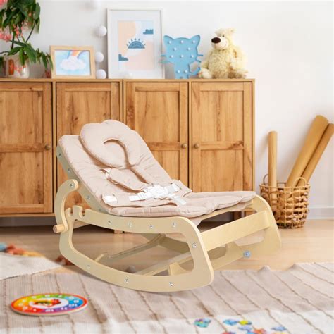 Baby rocker chair with adjustable backrest and safety harness