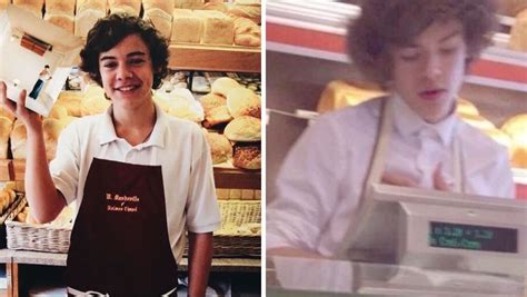 Giovane Harry Styles in una panetteria