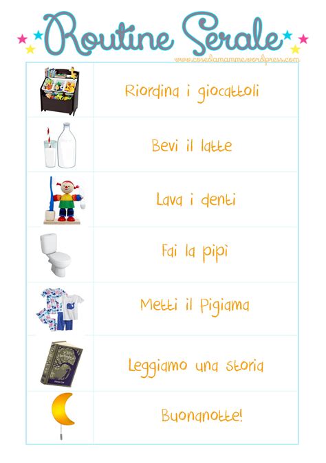 Sequenza di routine serale per bambini