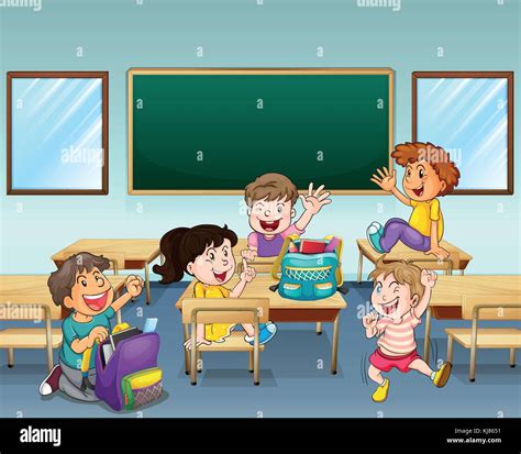 illustrazione di una classe felice e insegnante ispiratore