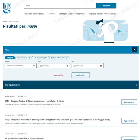 Interfaccia sito INPS per richieste bonus