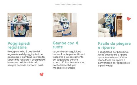 Dettaglio del vassoio e della seduta del seggiolone