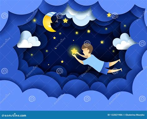 illustrazione di un bambino stilizzato come stella nel cielo