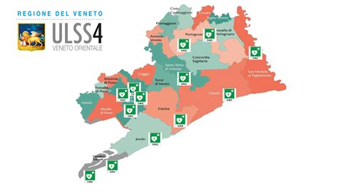 Mappa delle sedi dei consultori familiari nell'area ULSS 4