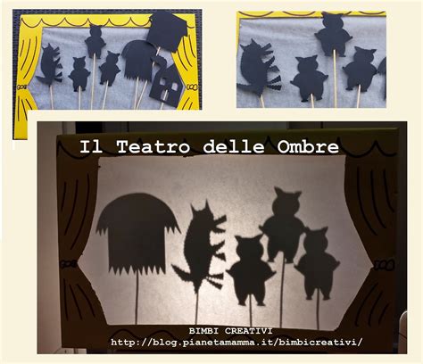 illustrazione di un teatrino delle ombre con sagome di animali