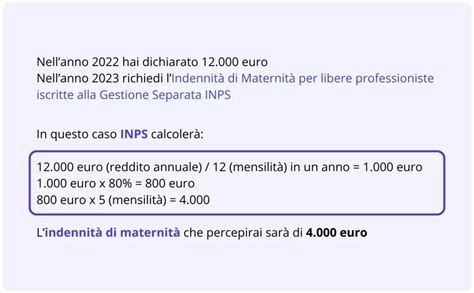 Infografica che mostra il calcolo dell'indennità di maternità INPS per una lavoratrice domestica