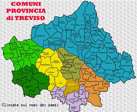 Mappa della provincia di Treviso con punti vendita per l'infanzia