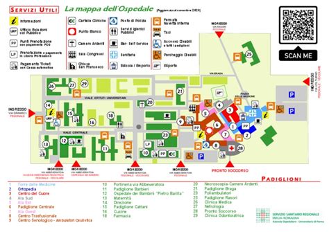 Mappa schematica di un ospedale con indicazioni