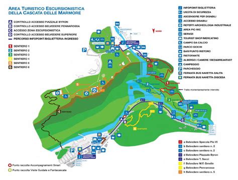 Mappa dei sentieri della Cascata delle Marmore
