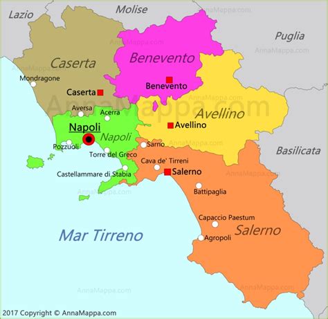 Mappa della Campania con ospedali