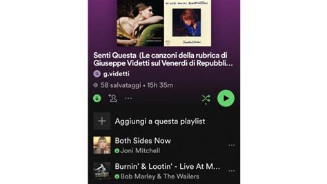 Schermata di una playlist 