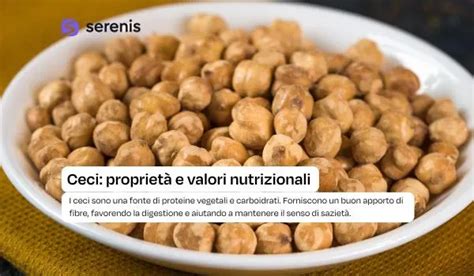 Infografica sulle proprietà nutrizionali dei ceci