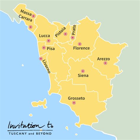 Mappa che indica Pisa, Livorno, Versilia, Massa, La Spezia, Empoli