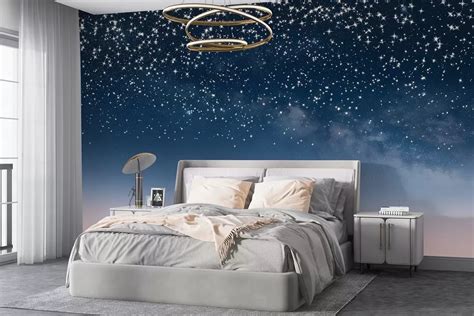 Carta da parati cielo stellato in cameretta
