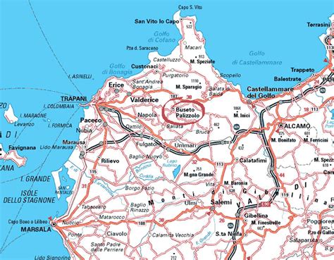 Mappa della Sicilia con evidenziata la provincia di Trapani