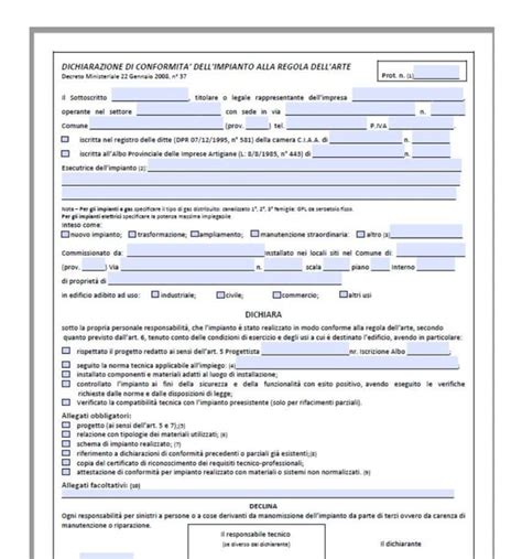 Esempio di Dichiarazione di Conformità per dispositivo di sicurezza