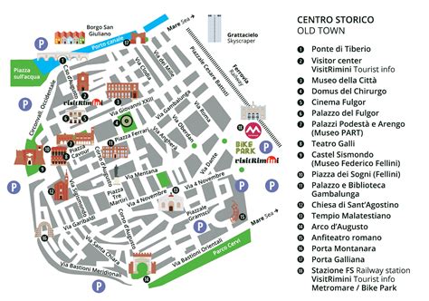 Mappa del centro storico di Rimini con i principali negozi di moda e laboratori