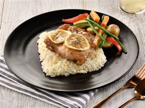 Plated mostella al forno with rice