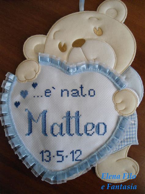 Fiocco nascita personalizzato punto croce