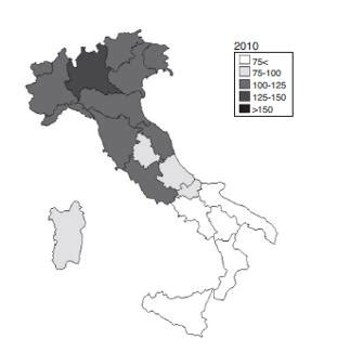 Mappa Italia divario sanitario regionale
