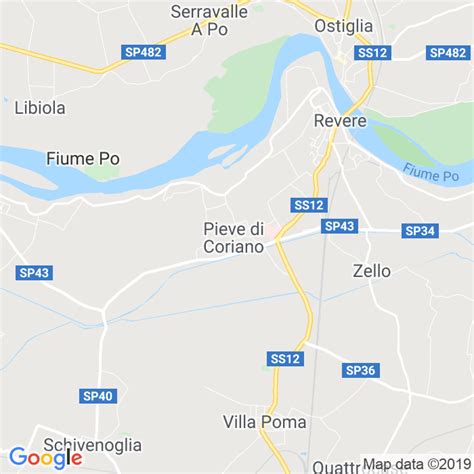 Mappa della zona di Pieve di Coriano e Mantova