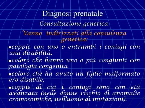 schema che mostra il percorso decisionale dalla consulenza genetica alla diagnosi prenatale