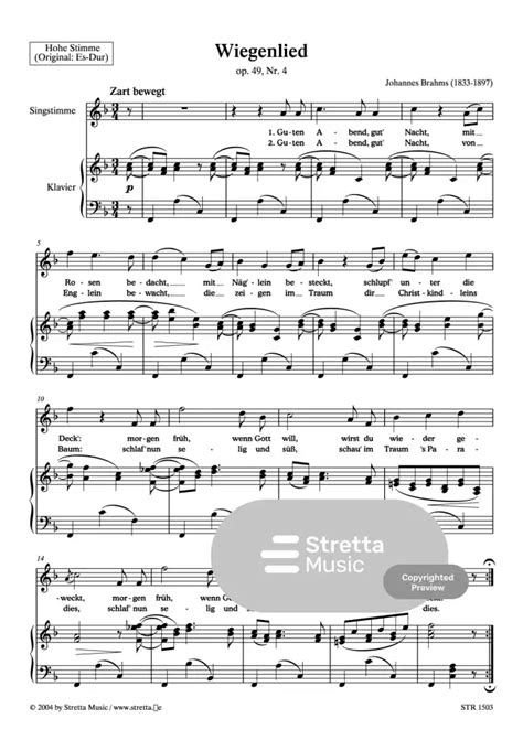 Partitura di Brahms Wiegenlied