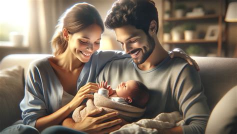 Coppia di genitori che cerca di far bere il biberon a un neonato con calma