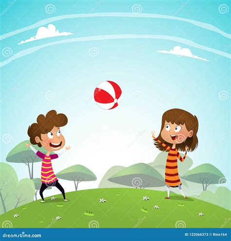 illustrazione di bambini che giocano insieme in un parco