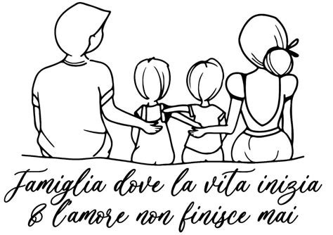 disegno stilizzato di una famiglia con neonato in culla