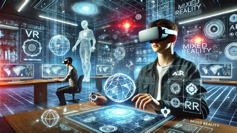 Scenario futuristico con elementi di realtà virtuale o aumentata