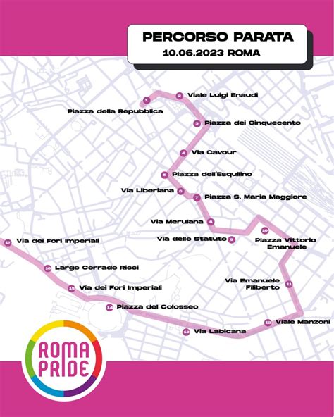 Mappa del percorso del World Gay Pride Roma 2000 e affluenza record