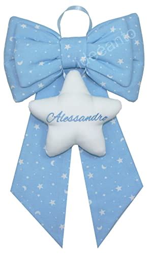 Fiocco nascita personalizzato con nome ricamato