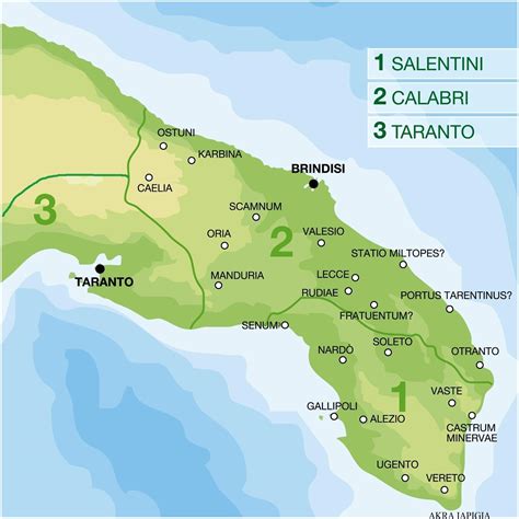 Mappa panoramica della penisola salentina con evidenziate Gallipoli e Porto Cesareo