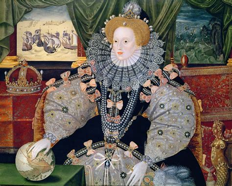 Ritratto di Elisabetta I incoronata, olio su tela, copia di un originale andato perso nel 1559, conservato presso la National Portrait Gallery.