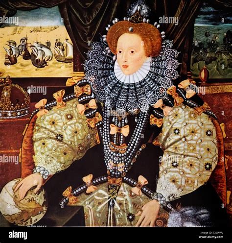 Elizabeth I, Il Ritratto dell'Armada, 1588, attribuito a George Gower, conservato a Woburn Abbey.