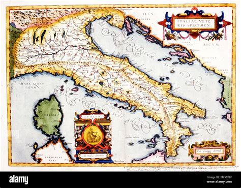 Mappa dell'Italia del XVI secolo con Verona, Padova, Milano